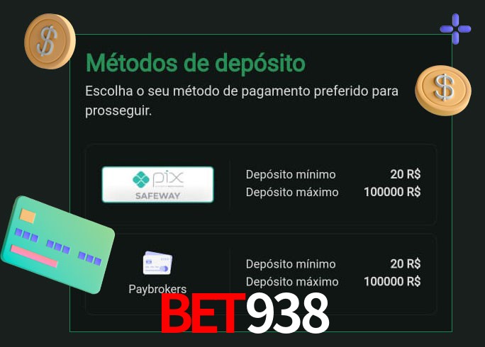O cassino bet938 oferece uma grande variedade de métodos de pagamento